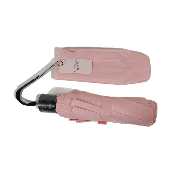 Victoria's Secret Pink Mini Striped Portable Logo Compact Travel Umbrella - Picture 6 of 6